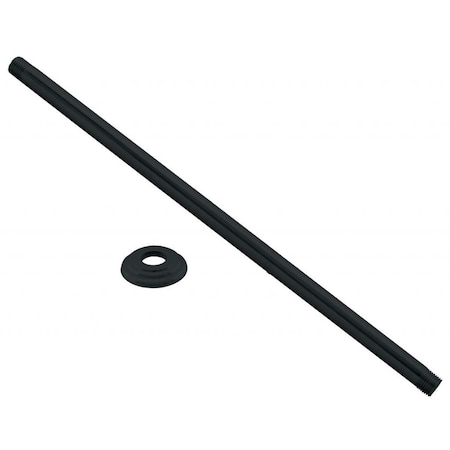 Westbrass 1/2" IPS x 48" Ceiling Mounted Shower Arm W/ Flange in Powdercoated Flat Black D3648A-62